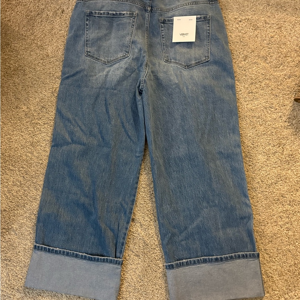 Vervet Super High Rise Cuffed Baggy Wide Jeans